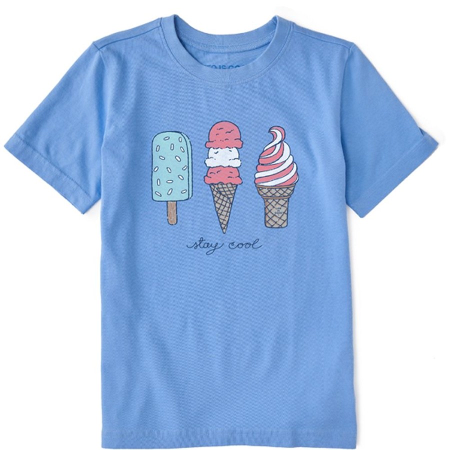 Kids Life is Good Graphic Tees | Kids Fineline Stay Cool Ice Cream Crusher Tee Cornflower Blue