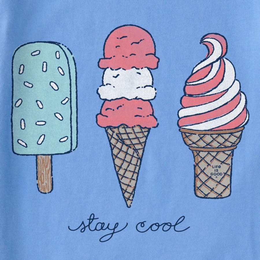 Kids Life is Good Graphic Tees | Kids Fineline Stay Cool Ice Cream Crusher Tee Cornflower Blue