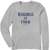 Women Life is Good Graphic Tees | Women'S Kindness Is Free Long Sleeve Crusher Tee Heather Gray