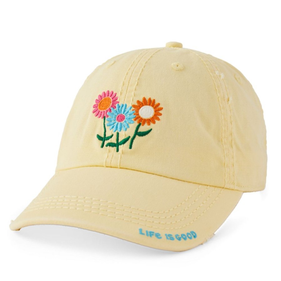 Men Life is Good Hats | Jackie And Rocket Wildflowers Sunwashed Chill Cap Sandy Yellow