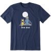 Men Life is Good Graphic Tees | Men'S Vintage Dog Dad Jake & Rocket Moon Short Sleeve Tee Darkest Blue