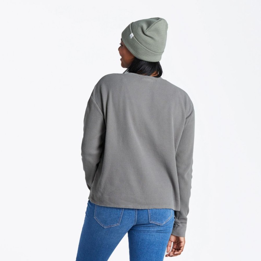 Women Life is Good Henley & Thermals | Women'S Solid Long Sleeve Thermal Tee Slate Gray