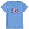 Women Life is Good Graphic Tees | Women'S Keep It Simple Wine And Flips Short Sleeve Vee Cornflower Blue