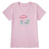 Women Life is Good Graphic Tees | Women'S Sunny Side Up Beach Umbrella Crusher-Lite Vee Seashell Pink