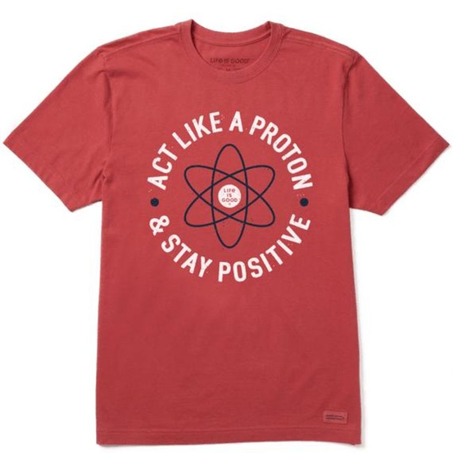 Men Life is Good Graphic Tees | Men'S Act Like A Proton Crusher Tee Faded Red