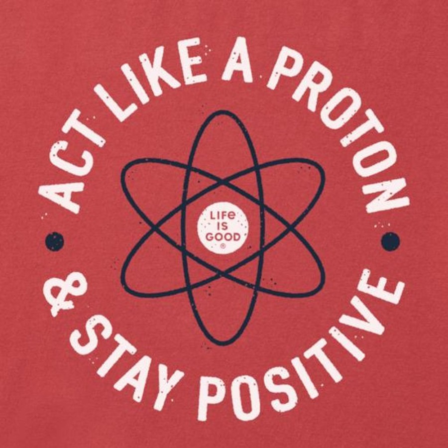 Men Life is Good Graphic Tees | Men'S Act Like A Proton Crusher Tee Faded Red