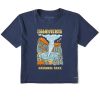 Women Life is Good Boxy Tees | Women'S Groovy Yellowstone Poster Boxy Crusher Tee Darkest Blue