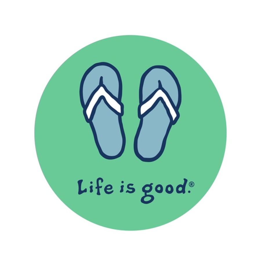 Home Life is Good Stickers & Magnets | Flip Flops 4" Circle Sticker Spearmint Green