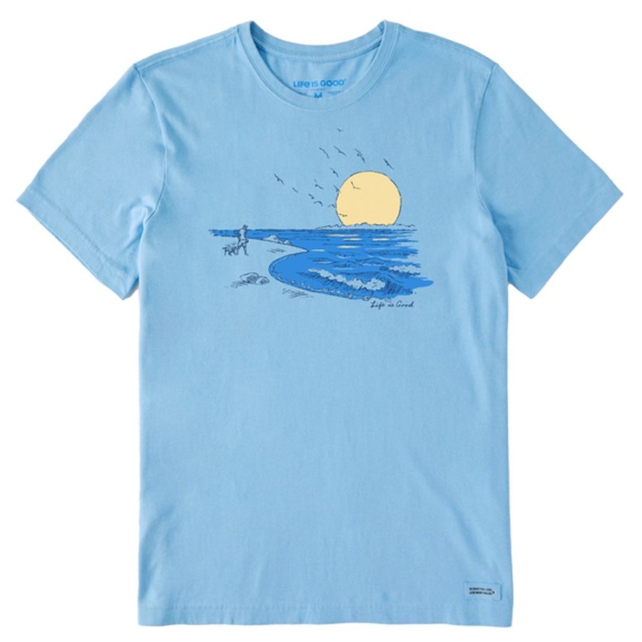 Men Life is Good Graphic Tees | Men'S Fineline Shore Walk Crusher-Lite Tee Cool Blue