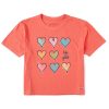 Women Life is Good Boxy Tees | Women'S Watercolor Hearts Boxy Crusher Tee Mango Orange