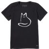 Women Life is Good Graphic Tees | Women'S Simple Cat Short Sleeve Tee Jet Black