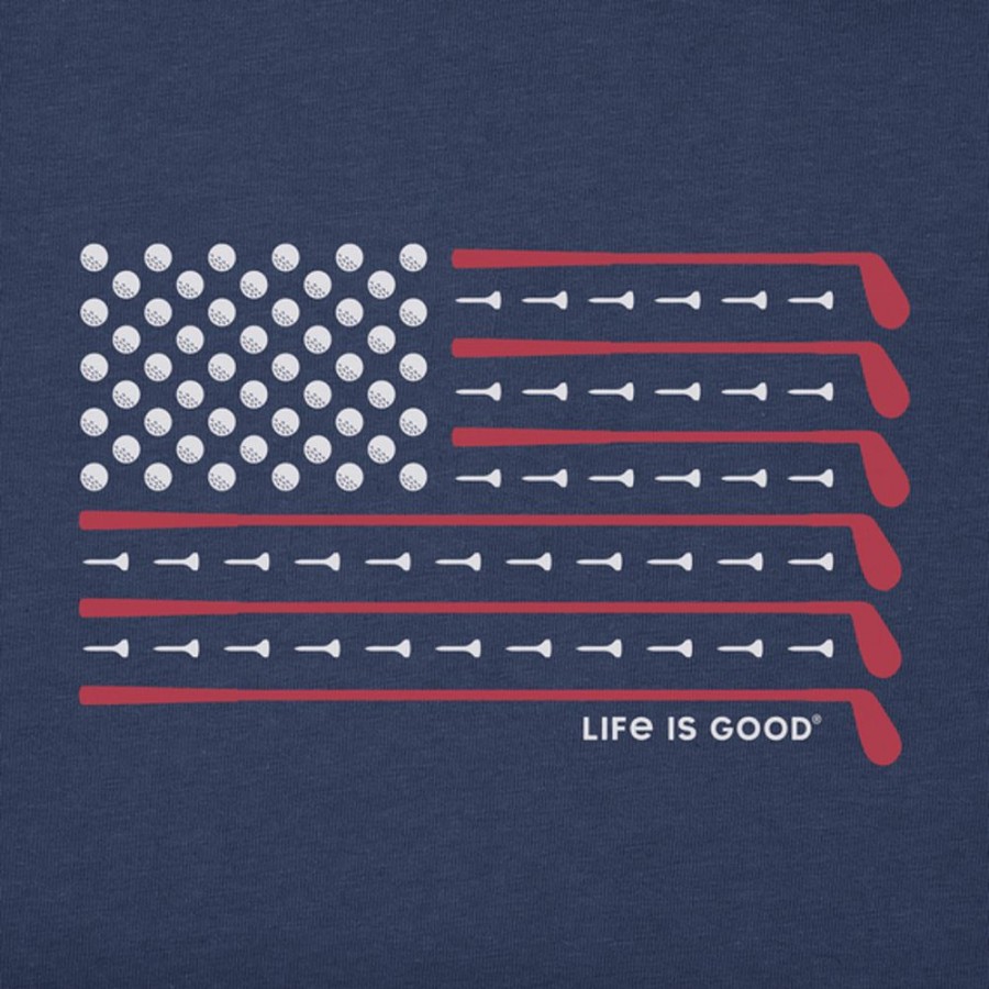 Men Life is Good Graphic Tees | Men'S Golf Flag Short Sleeve Tee Darkest Blue