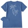 Women Life is Good Graphic Tees | Women'S Two Simple Palms Short Sleeve Tee Vintage Blue