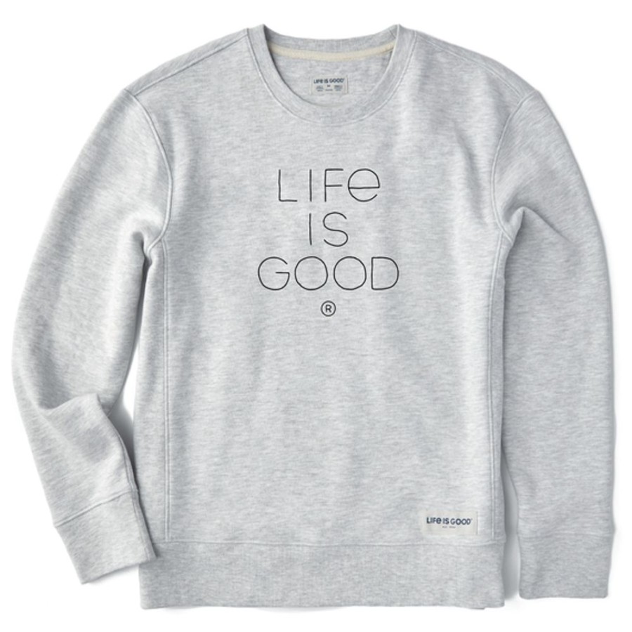 Women Life is Good Sweatshirts & Hoodies | Women'S Branded Fineline Stacked Lig Simply True Fleece Crew Light Heather Gray