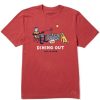 Men Life is Good Graphic Tees | Men'S Jake And Rocket Dining Out Crusher Tee Faded Red