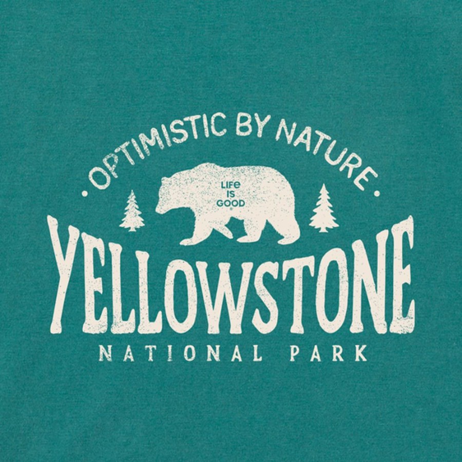 Men Life is Good Sweatshirts & Hoodies | Men'S Yellowstone Optimistic By Nature Grizzly Simply True Fleece Hoodie Spruce Green