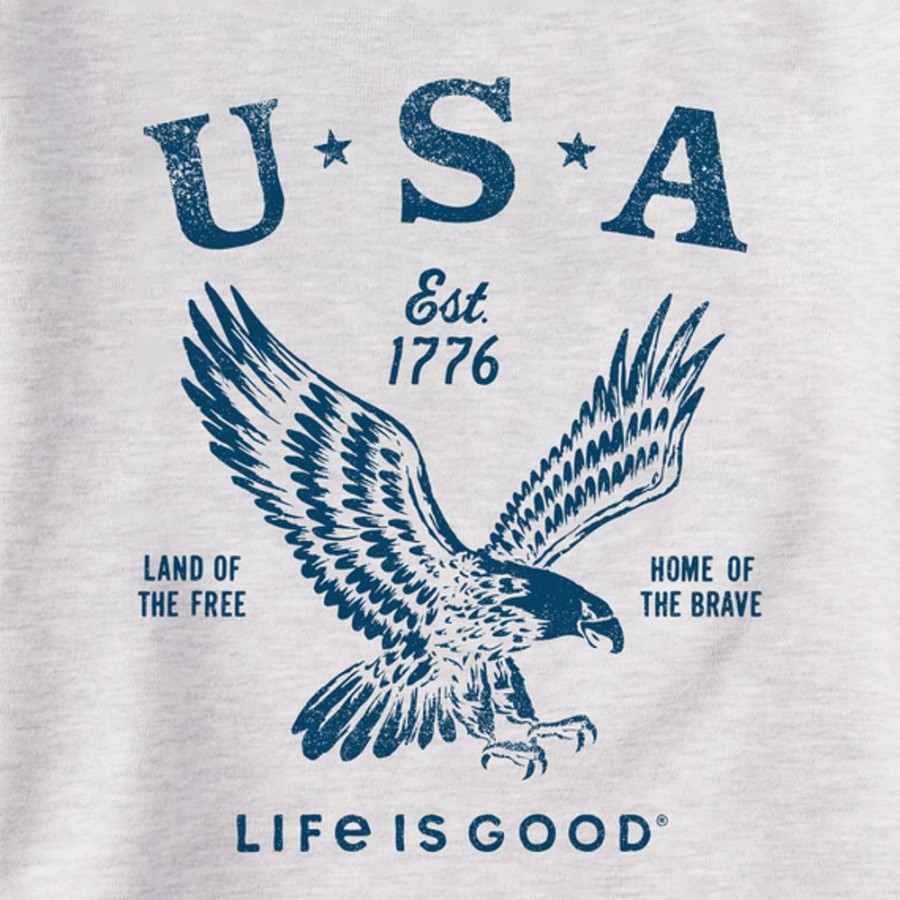 Men Life is Good Sweatshirts & Hoodies | Men'S Usa 1776 Eagle Simply True Fleece Hoodie Light Heather Gray