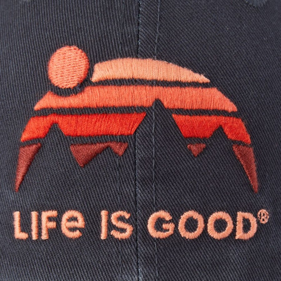 Women Life is Good Hats | Retro Mountains Chill Cap Jet Black