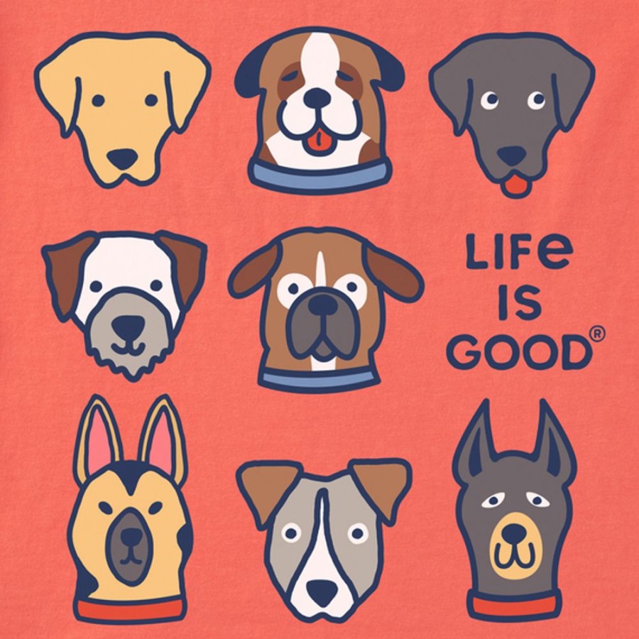 Women Life is Good Boxy Tees | Women'S Cute Dogs Boxy Crusher Tee Mango Orange