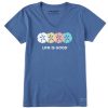 Women Life is Good Graphic Tees | Women'S Rally Sand Dollars Short Sleeve Vee Vintage Blue