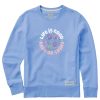 Women Life is Good Sweatshirts & Hoodies | Women'S Tie Dye Rain Or Shine Trippy Simply True Fleece Crew Cornflower Blue