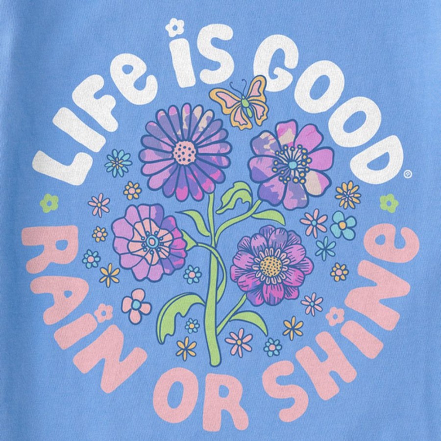 Women Life is Good Sweatshirts & Hoodies | Women'S Tie Dye Rain Or Shine Trippy Simply True Fleece Crew Cornflower Blue