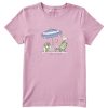 Women Life is Good Graphic Tees | Women'S I Like It Here Beach Umbrella Short Sleeve Tee Violet Purple