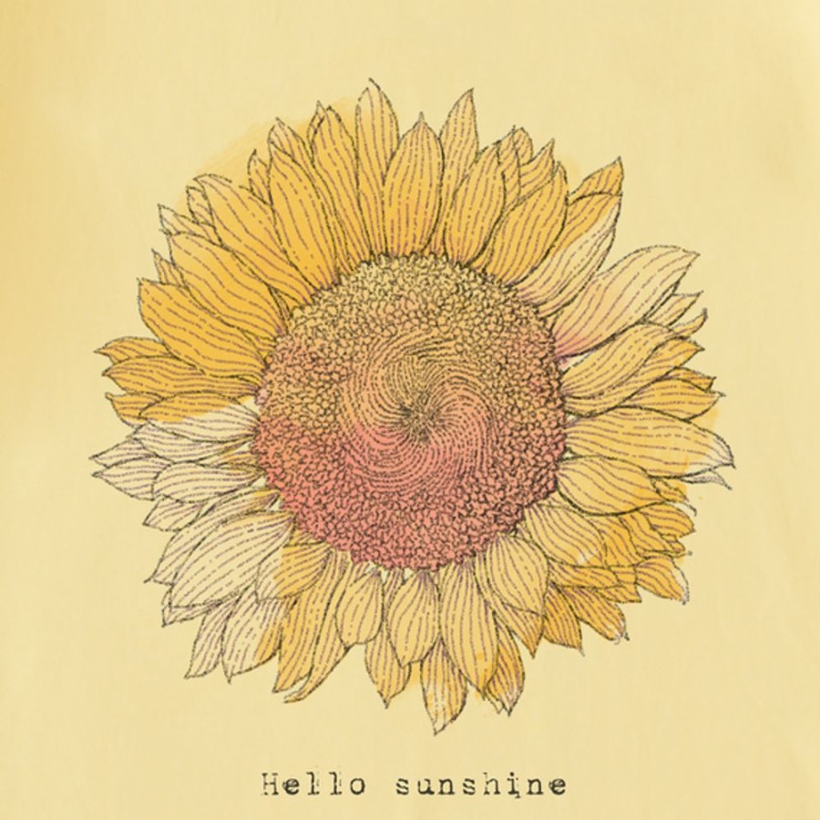 Women Life is Good Graphic Tees | Women'S Fineline Hello Sunshine Sunflower Crusher Vee Sandy Yellow