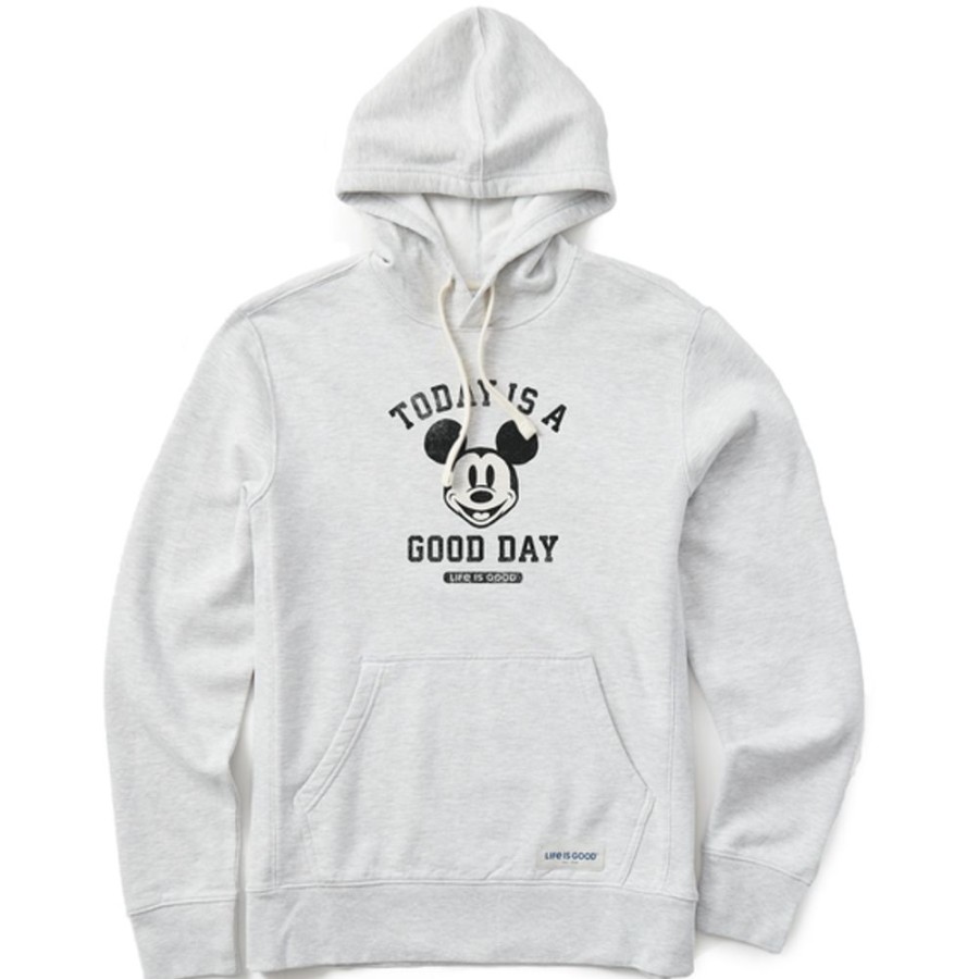 Men Life is Good Sweatshirts & Hoodies | Men'S Clean Steamboat Willie Good Day Simply True Fleece Hoodie Light Heather Gray