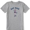 Kids Life is Good Graphic Tees | Kids Vintage Jake Bat Man Crusher Tee Heather Gray