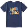 Kids Life is Good Graphic Tees | Kids Groovy Smiley Good Vibes Crusher Tee Darkest Blue