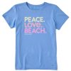 Women Life is Good Graphic Tees | Women'S Peace Love Beach Short Sleeve Tee Cornflower Blue