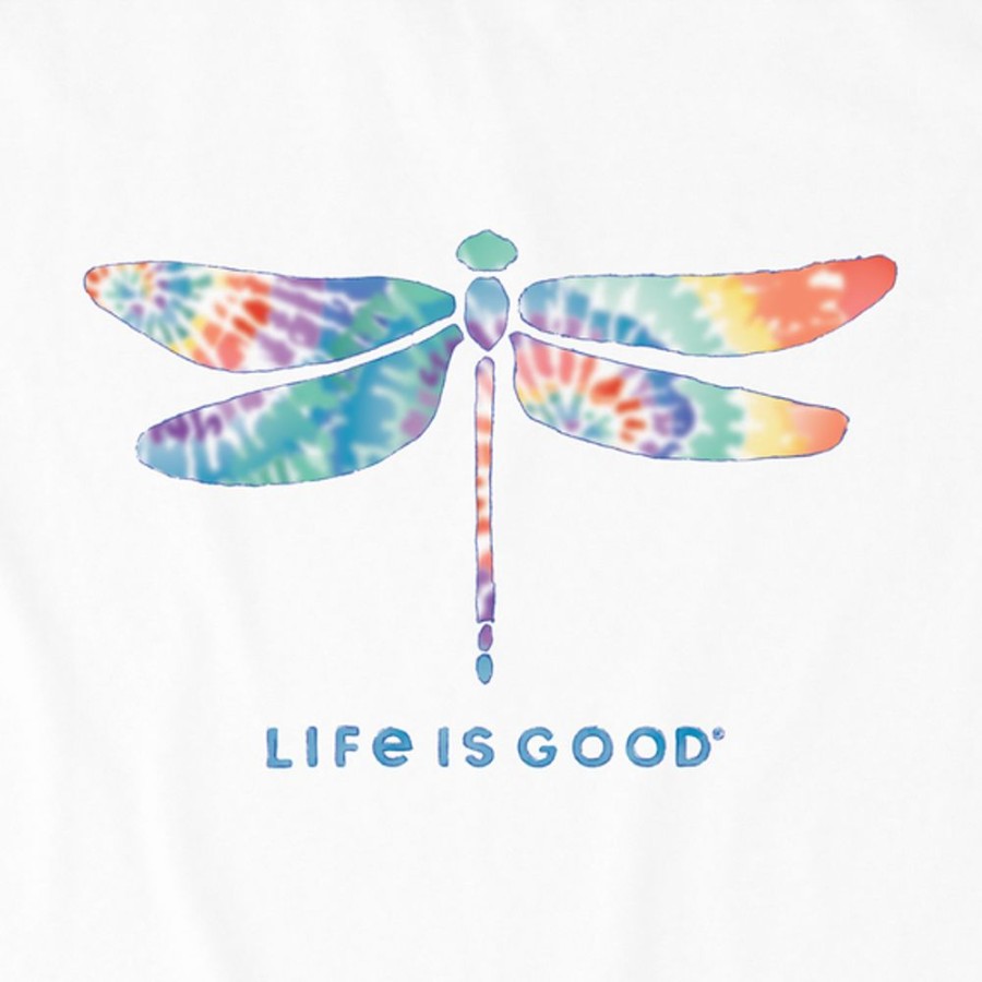 Women Life is Good Sweatshirts & Hoodies | Women'S Tie Dye Watercolor Dragonfly Simply True Fleece Hoodie Cloud White