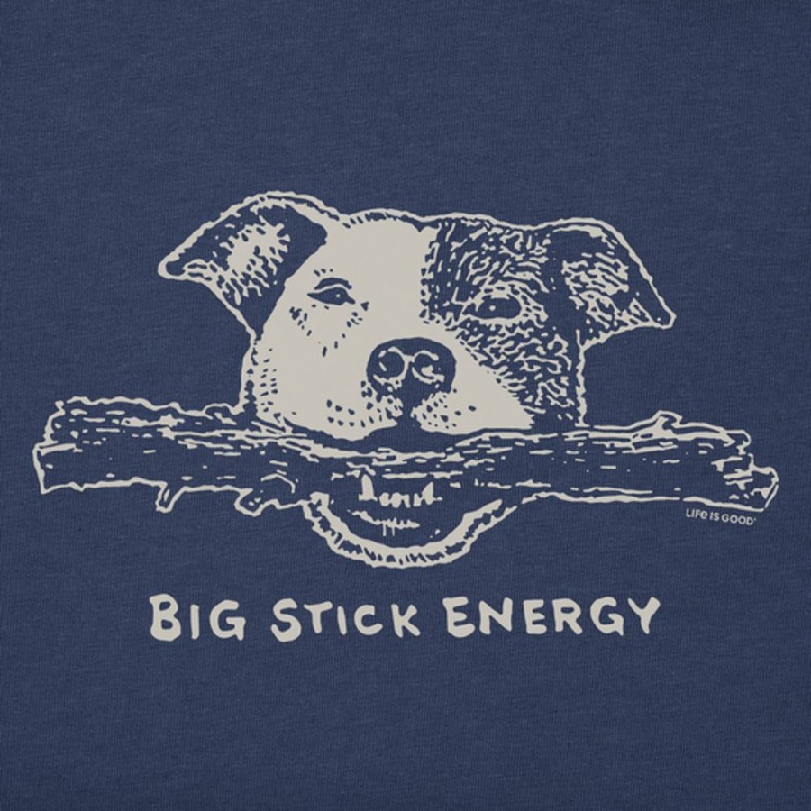 Men Life is Good Graphic Tees | Men'S Big Stick Tough Dog Short Sleeve Tee Darkest Blue