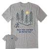 Men Life is Good Graphic Tees | Men'S Hiking Through The Forest Crusher Tee Heather Gray