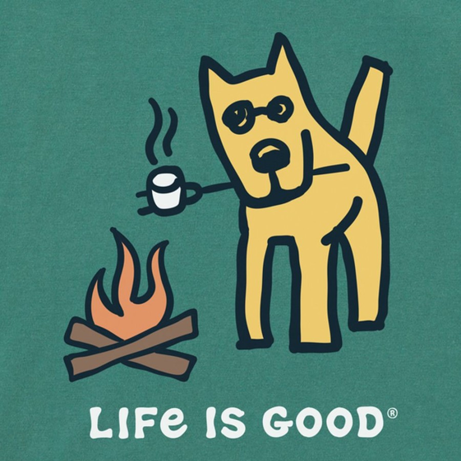 Kids Life is Good Graphic Tees | Kids Rocket Camp Dog Long Sleeve Crusher Tee Spruce Green