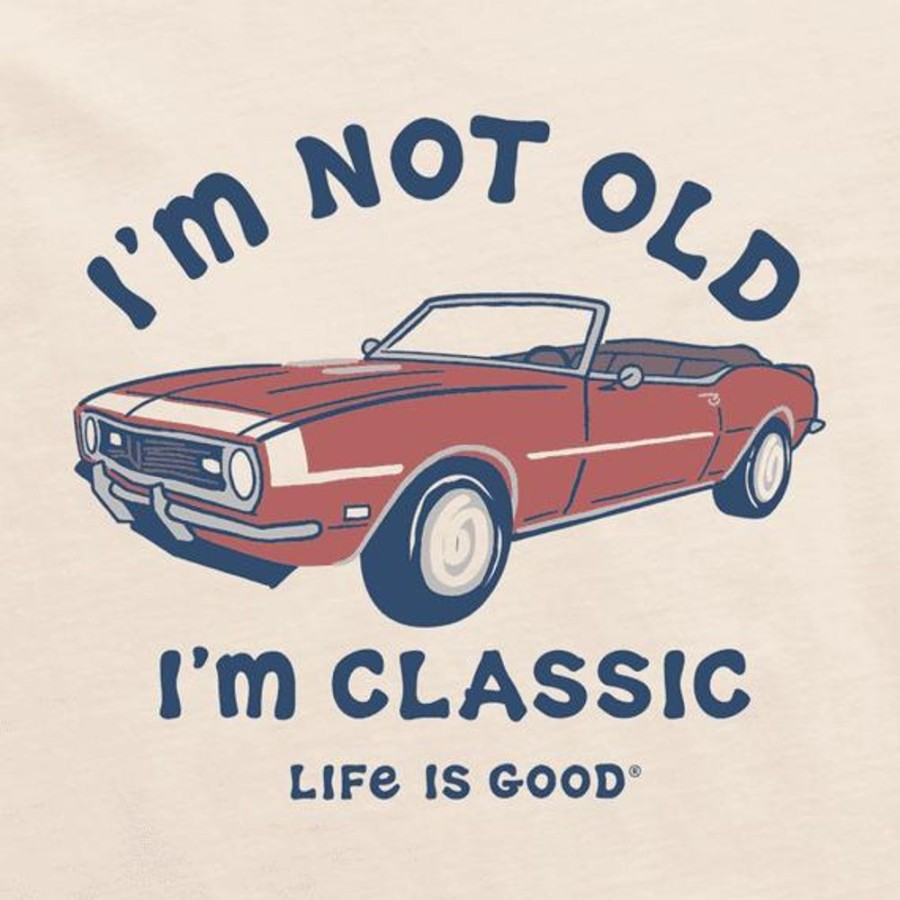 Men Life is Good Graphic Tees | Men'S I'M Classic Muscle Car Short Sleeve Tee Putty White