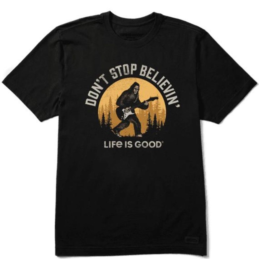 Men Life is Good Graphic Tees | Men'S Dont Stop Believin Bigfoot Crusher Tee Jet Black