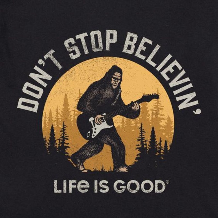 Men Life is Good Graphic Tees | Men'S Dont Stop Believin Bigfoot Crusher Tee Jet Black