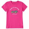 Women Life is Good Graphic Tees | Women'S Take It Outside Camping Short Sleeve Tee Raspberry Pink