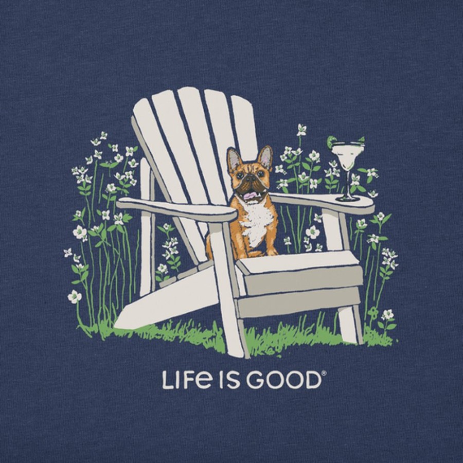 Women Life is Good Sweatshirts & Hoodies | Women'S Realisn'T French Bull Dog Adirondack Simply True Fleece Hoodie Darkest Blue