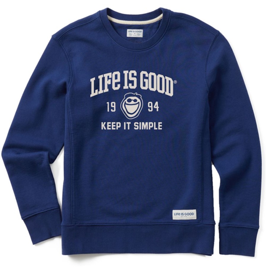 Women Life is Good Sweatshirts & Hoodies | Women'S Branded Athletic Jake Keep It Simple Simply True Fleece Crew Darkest Blue