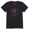 Women Life is Good Graphic Tees | Women'S Tie Dye Sunflower Bees Short Sleeve Tee Jet Black