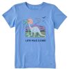 Women Life is Good Graphic Tees | Women'S Clean Dinosaur Life Was Good Crusher Tee Cornflower Blue