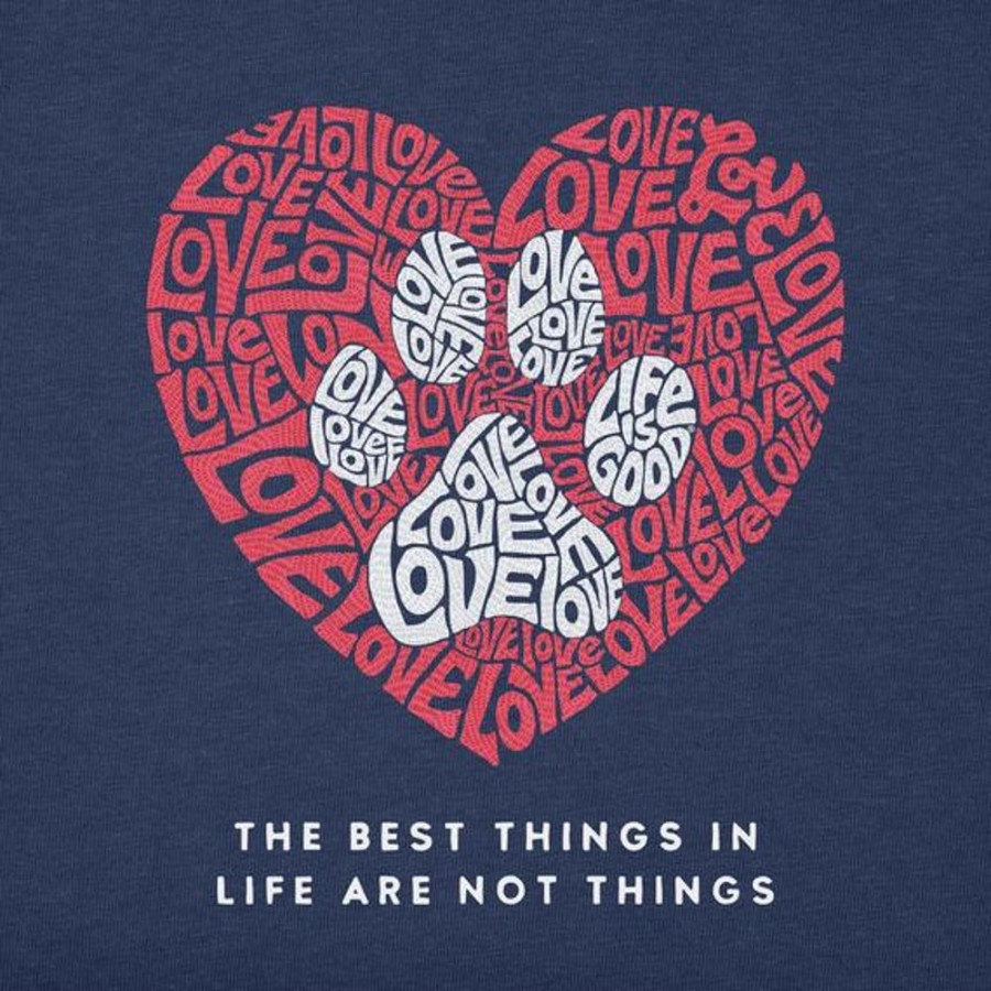 Women Life is Good Sweatshirts & Hoodies | Women'S Best Things Paw Heart Simply True Fleece Hoodie Darkest Blue