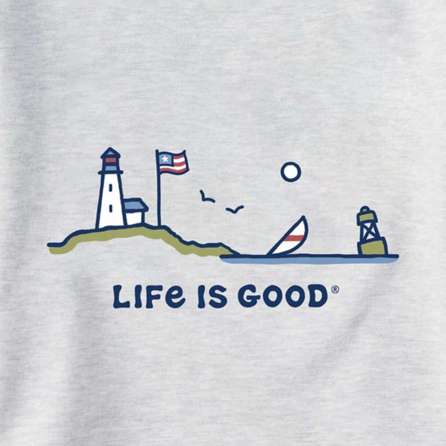 Women Life is Good Sweatshirts & Hoodies | Women'S Flag Ocean Vista Simply True Fleece Hoodie Light Heather Gray