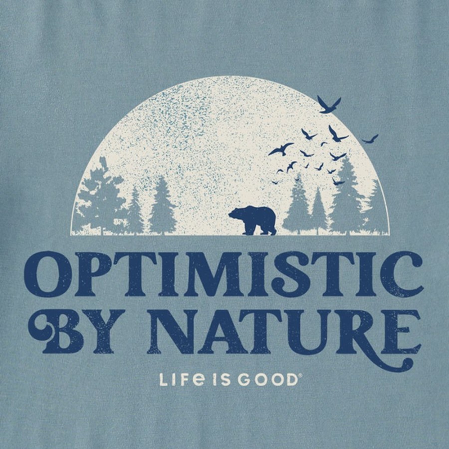 Women Life is Good Crusher-Flex Apparel | Women'S Optimistic By Nature Bear Crusher-Flex Boxy Hoodie Smoky Blue