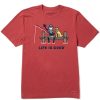 Men Life is Good Graphic Tees | Men'S Jake And Rocket Dock Fish Short Sleeve Tee Faded Red