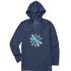 Women Life is Good Graphic Tees | Women'S Inkbrush Nature Heals Dragonfly Long Sleeve Crusher-Lite Hooded Tee Darkest Blue