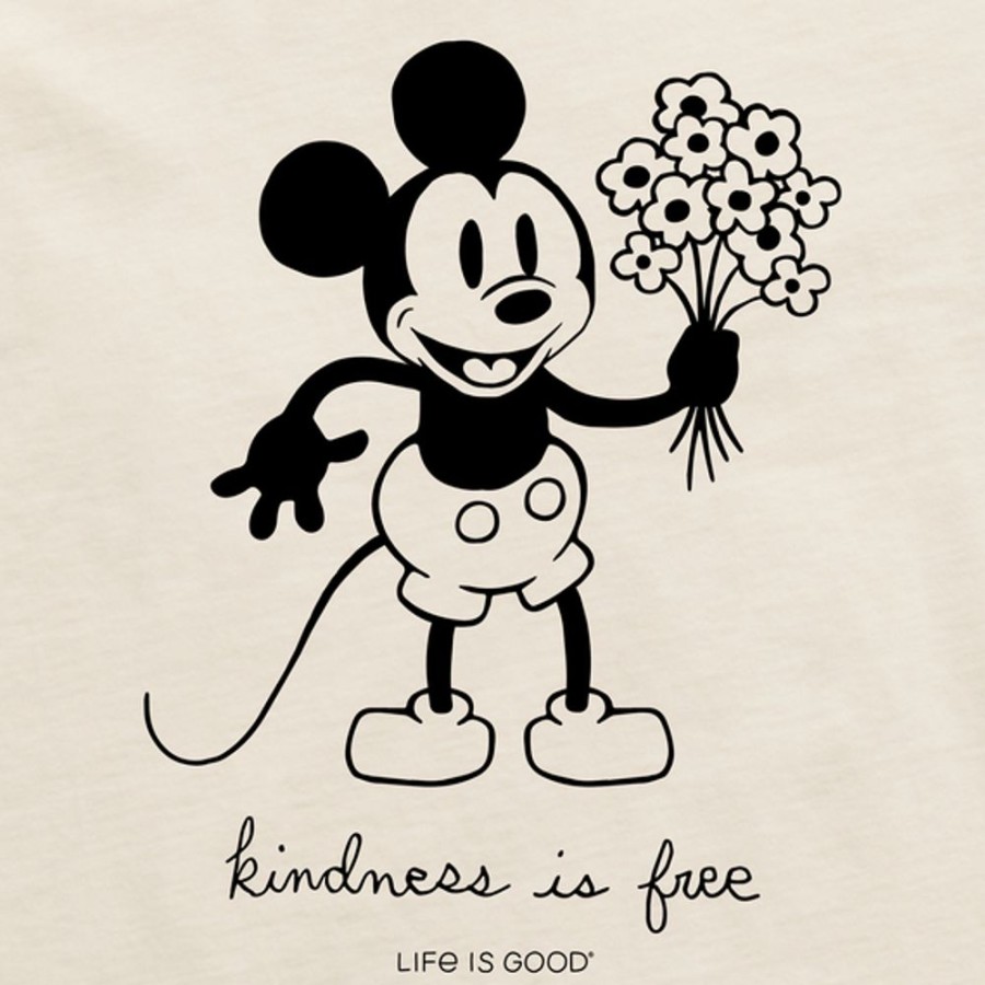 Women Life is Good Graphic Tees | Women'S Clean Steamboat Willie Kindness Bouquet Boxy Crusher Tee Putty White